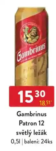 Qanto Gambrinus Patron 12 světlý ležák nabídka