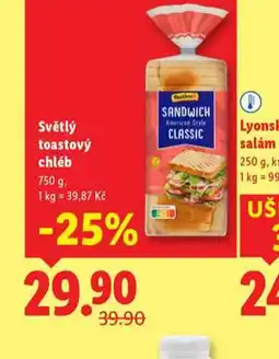 Lidl Světlý toastový chléb nabídka