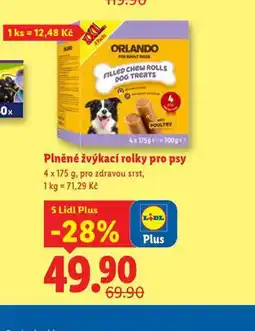Lidl Orlando plněné žvýkací rolky pro psy nabídka