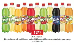 Qanto Koli limonáda kiwi, bezinka, oranž, multivitamin, malina, bílý hrozen, jablko, citron, cola classic, grep, mango nabídka
