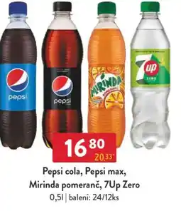 Qanto Pepsi cola, Pepsi max, Mirinda pomeranč, 7Up Zero nabídka