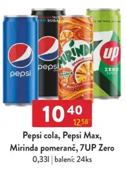 Qanto Pepsi cola, Pepsi Max, Mirinda pomeranč, 7UP Zero nabídka