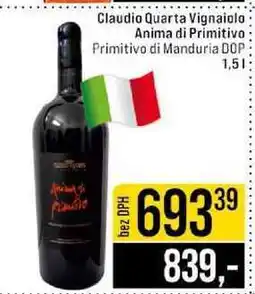 Jip Claudio Quarta Vignaiolo Anima di Primitivo Primitivo di Manduria DOP 1,5 l nabídka