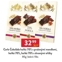 Qanto Carla Čokoláda hořká 70% s praženými mandlemi, hořká 70%, hořká 70% s drcenými oříšky nabídka