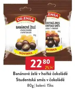 Qanto DR.ENSA Banánové želé v hořké čokoládě Studentská směs v čokoládě nabídka