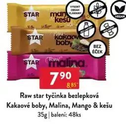 Qanto Raw star tyčinka bezlepková Kakaové boby, Malina, Mango & kešu nabídka