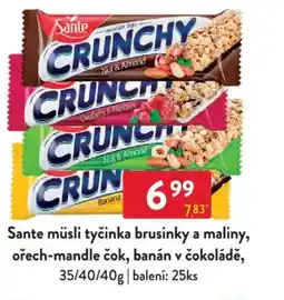 Qanto Sante müsli tyčinka brusinky a maliny, ořech-mandle čok, banán v čokoládě nabídka