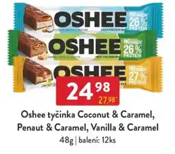 Qanto Oshee tyčinka Coconut & Caramel, Penaut & Caramel, Vanilla & Caramel nabídka