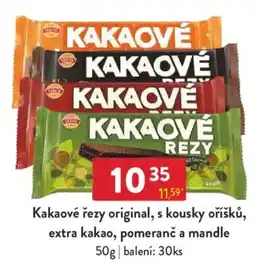 Qanto Kakaové řezy original, s kousky oříšků, extra kakao, pomeranč a mandle nabídka