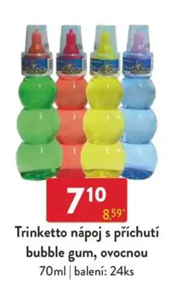 Qanto Trinketto nápoj s příchutí bubble gum, ovocnou nabídka