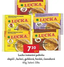 Qanto Lucka instantní polévka slepičí, kuřecí, gulášová, hovězí, česneková nabídka