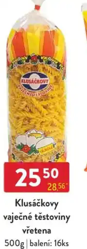 Qanto Klusáčkovy vaječné těstoviny vřetena nabídka