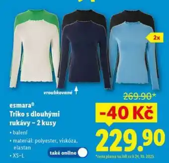 Lidl esmara TRIKO S DLOUHÝMI RUKÁVY 2 KUSY nabídka