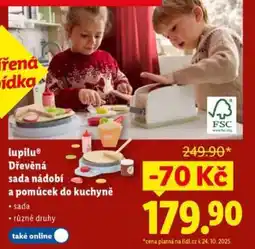 Lidl lupilu Dřevěná sada nádobí a pomůcek do kuchyně nabídka
