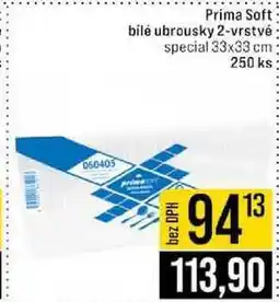 Jip Prima Soft bílé ubrousky 2-vrstvé special 33x33 cm 250 ks nabídka
