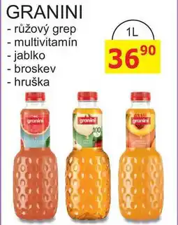 BENE Nápoje GRANINI - růžový grep, multivitamín, jablko, broskev, hruška 1L nabídka