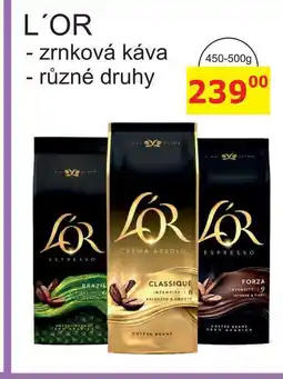 BENE Nápoje L'OR - zrnková káva, různé druhy 450-500g nabídka