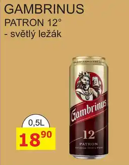 BENE Nápoje GAMBRINUS PATRON 12° - světlý ležák 0,5l plech nabídka
