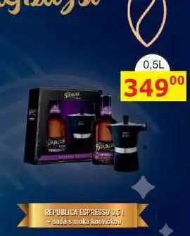 BENE Nápoje REPUBLICA ESPRESSO 0,5l sada s moka konvičkou nabídka