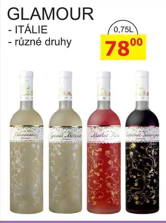 BENE Nápoje GLAMOUR - ITÁLIE - různé druhy 0,75L nabídka