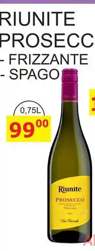 BENE Nápoje Riunite PROSECCO TREVISO SPAGO 0,75L nabídka