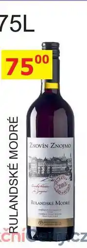 BENE Nápoje ZNOVÍN ZNOJMO RULANDSKÉ MODRÉ 0,75l nabídka