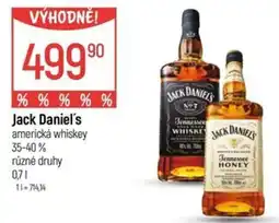 Globus Jack Daniel's americká whiskey 35-40% nabídka