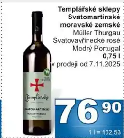 Jip Templářské sklepy Svatomartinské moravské zemské nabídka