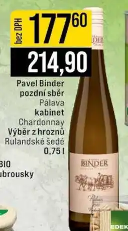 Jip Pavel Binder pozdní sběr Pálava kabinet Chardonnay Výběr z hroznů Rulandské šedé nabídka