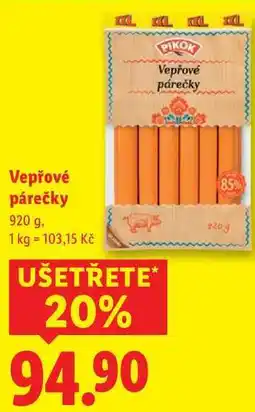 Lidl Vepřové párečky, 920 g nabídka