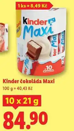 Lidl Kinder čokoláda, 10x 21 g nabídka