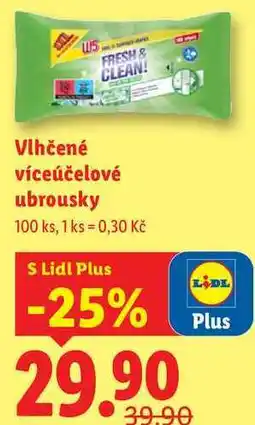 Lidl Vlhčené víceúčelové ubrousky, 100 ks nabídka