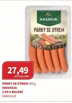 Kubík potraviny Párky se syrem nabídka
