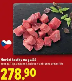 Lidl Hovězí kostky na guláš, cena za 1 kg nabídka