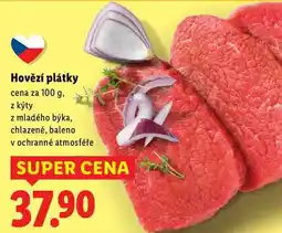 Lidl Hovězí plátky, cena za 100 g nabídka
