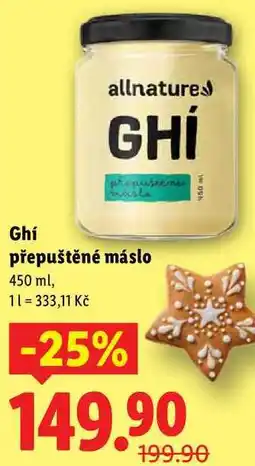 Lidl Ghí přepuštěné máslo, 450 ml nabídka