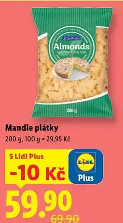 Lidl Mandle plátky, 200 g nabídka