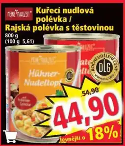 Norma Kuřecí nudlová polévka / Rajská polévka s těstovinou nabídka