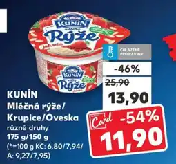 Kaufland KUNIN Mléčná rýže/ Krupice/Oveska nabídka