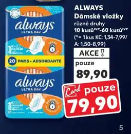 Kaufland ALWAYS Dámské vložky nabídka