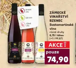 Kaufland ZÁMECKÉ VINAŘSTVÍ BZENEC Svatomartinské víno nabídka