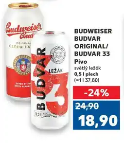 Kaufland BUDWEISER BUDVAR Original/ BUDVAR 33 Pivo nabídka