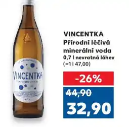 Kaufland VINCENTKA Přírodní léčivá minerální voda nabídka