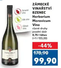 Kaufland ZÁMECKÉ VINAŘSTVÍ BZENEC Herbarium Moravicum Víno nabídka