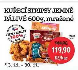 RABBIT řeznictví KUŘECÍ STRIPSY JEMNĚ PÁLIVÉ 600g, mražené nabídka