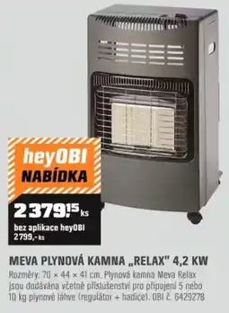 OBI Meva plynová kamna „relax” 4,2 kw nabídka