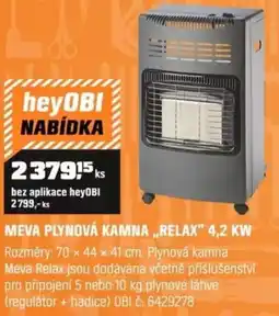 OBI Meva plynová kamna „relax" 4,2 kw nabídka