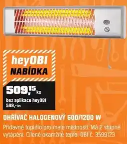 OBI Ohřívač halogenový 600/1200 w nabídka