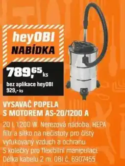 OBI Vysavač popela s motorem as-20/1200 a nabídka