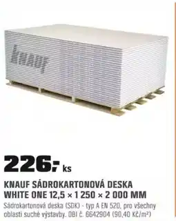 OBI Knauf sádrokartonová deska white one 12,5 × 1250 x 2 000 mm nabídka